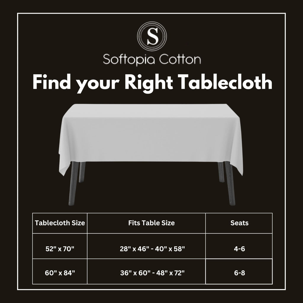 Tablecloth 100% Cotton 60 x 84 Inch Decorative Rectangle Washable Table Cloth Cover for Gifts, Home, Buffet, Wedding