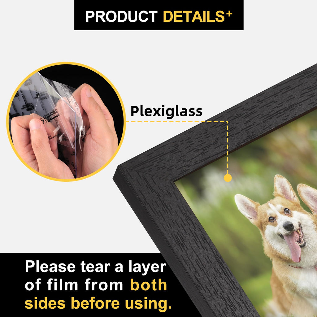 8x10 Picture Frames with 6x8 Mat Set of 2, Black