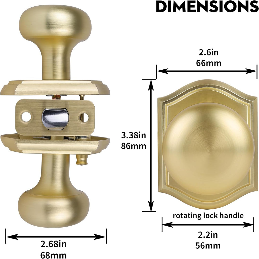 Privacy Door Knob Interior, Satin Brass, Zinc Alloy