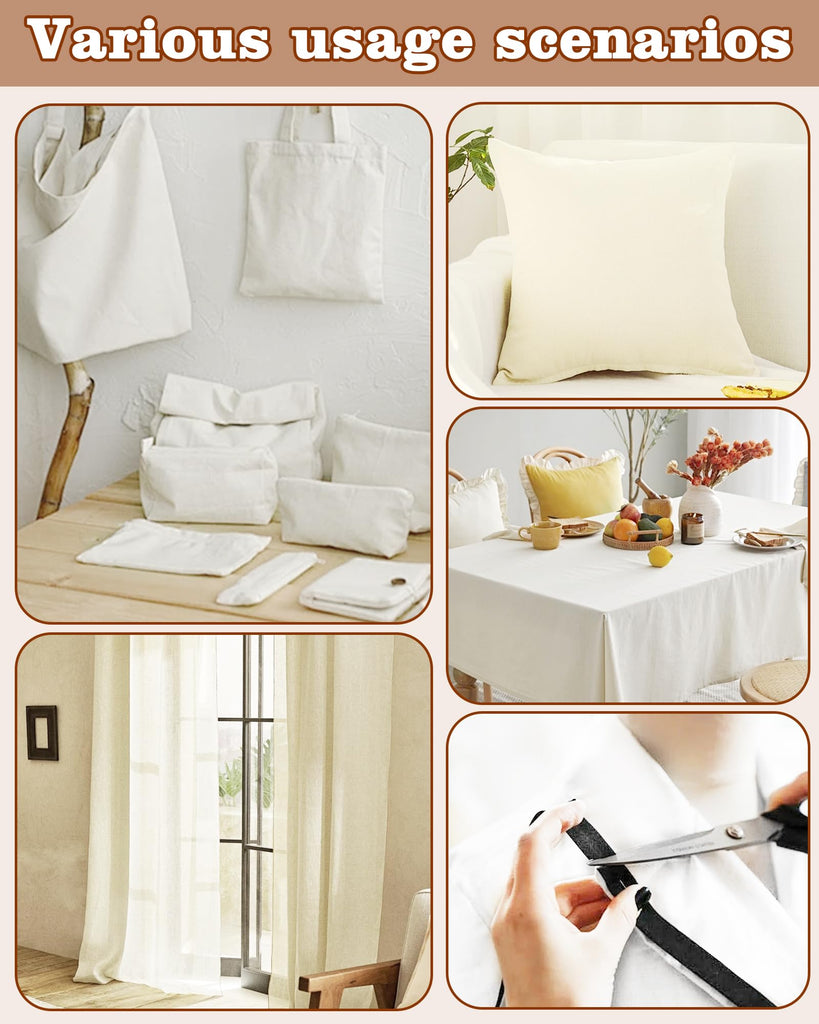 100% Cotton Muslin Fabric by The Yard, 59in x 10yd White Bleached Cotton Muslin Cloths-Medium Weight Beige Calico
