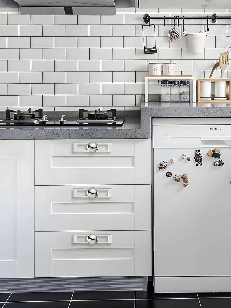 2 Pack 1-1/4 Inch Cabinet Knobs Backplate with 4 Inch Base Plate Zinc Solid Polished Nickel Kitchen Cabinet Handles