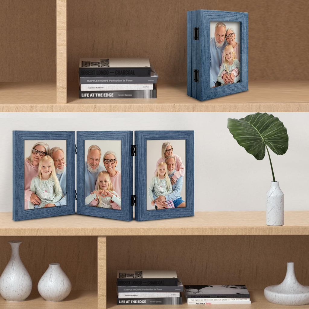 5x7 Triple Picture Frames Blue, 2 Pack