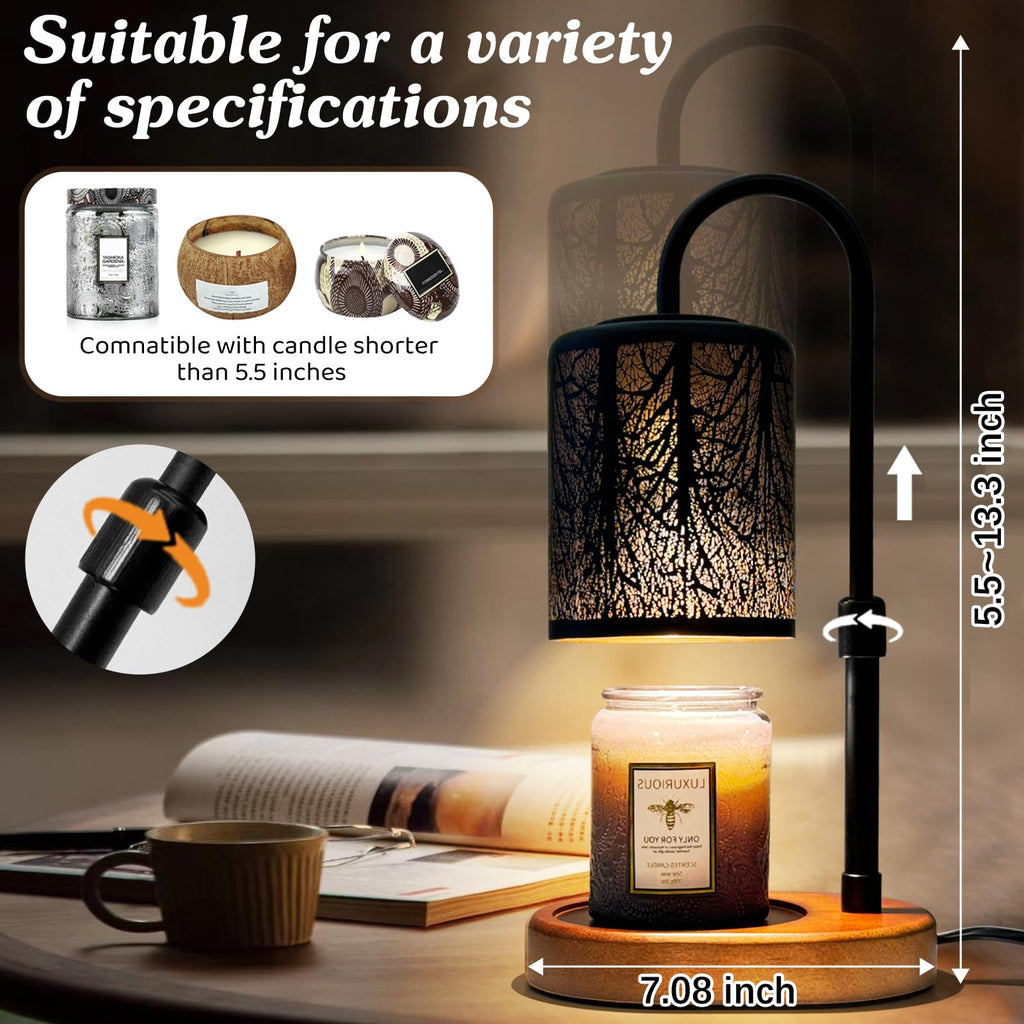 Candles Warmer with Timer and Dimmer, Adjustable Height Candle Melter, Electric Wax Warmer Vintage Home Decor for Jar