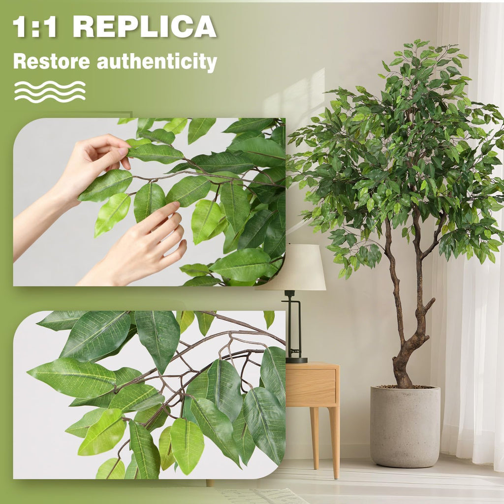Artificial Ficus Tree 6ft(72in) Faux Floor Potted Tree Decor
