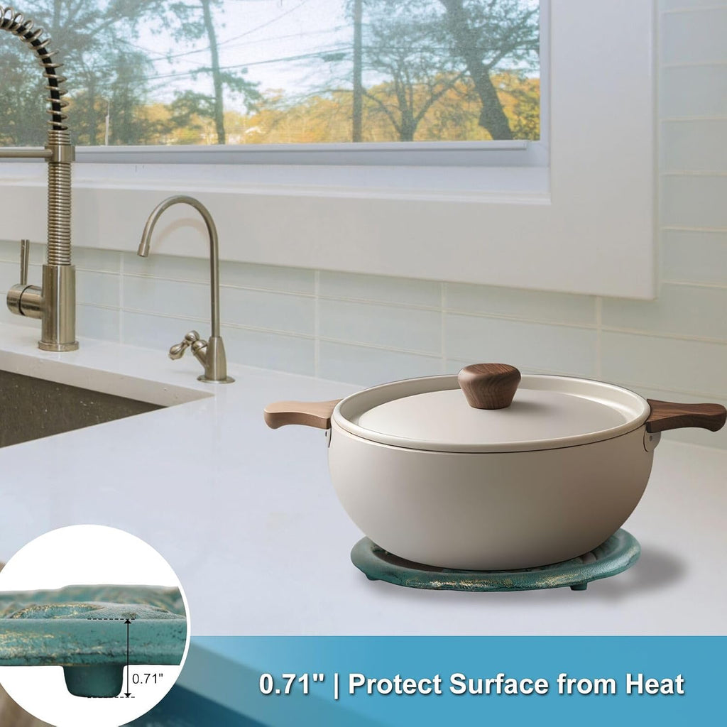 Cast Iron Trivet for Hot Pots, Heavy Duty Heat Resistant Pot Holder, Seahorse Seagrass Decorative Kitchen Accessory