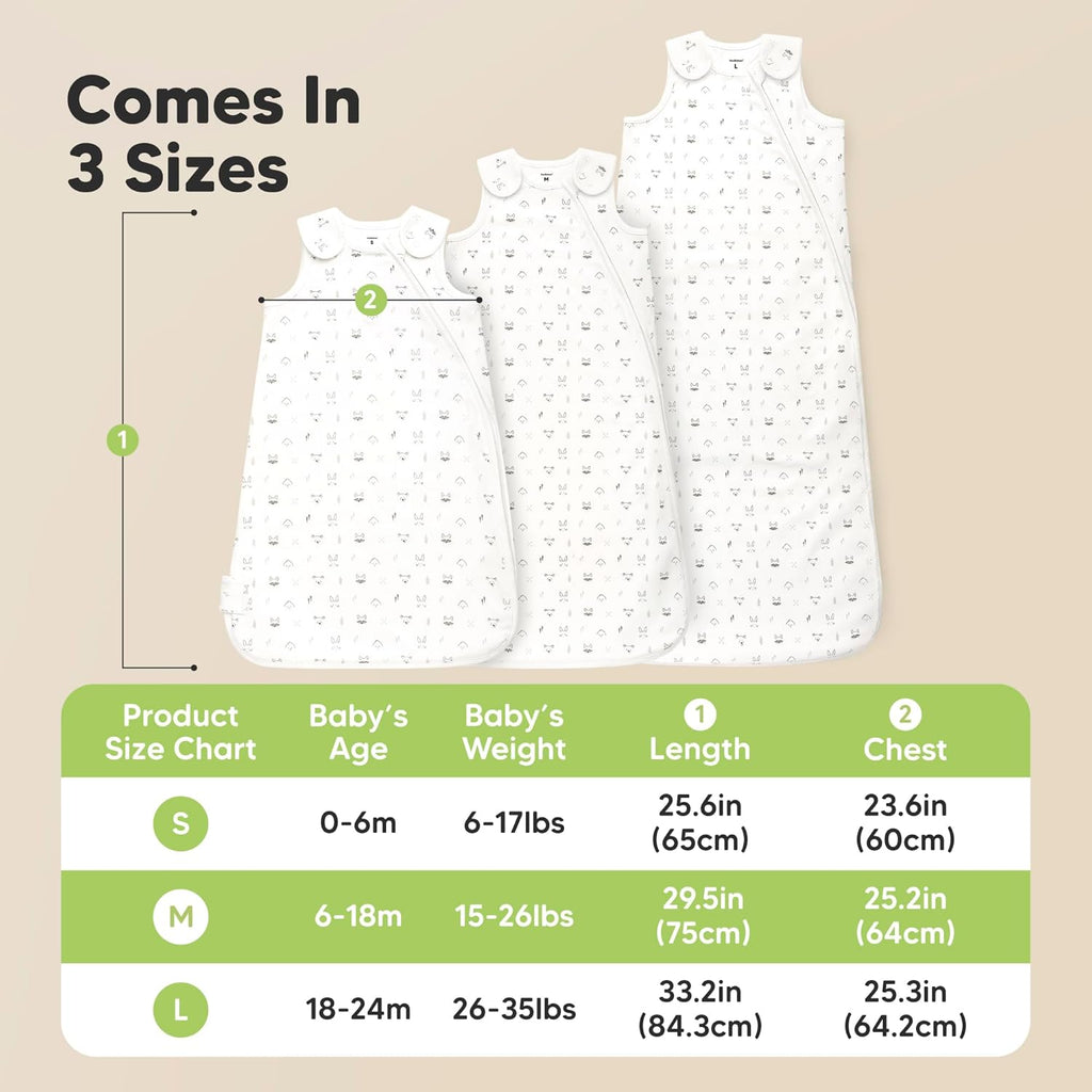 Pack Organic Baby Sleep Sacks, 100% Cotton 0.5TOG (Butterflies, )