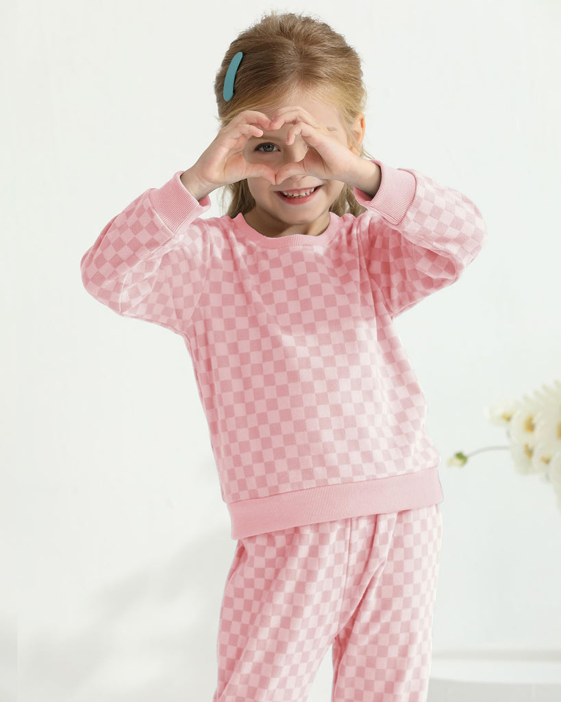 Toddler Girl Clothes - Checkered Baby Sweatsuit Set