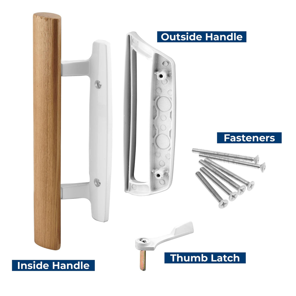 Sliding Glass Door Handle Set, White, 3-15/16 in. Hole Spacing