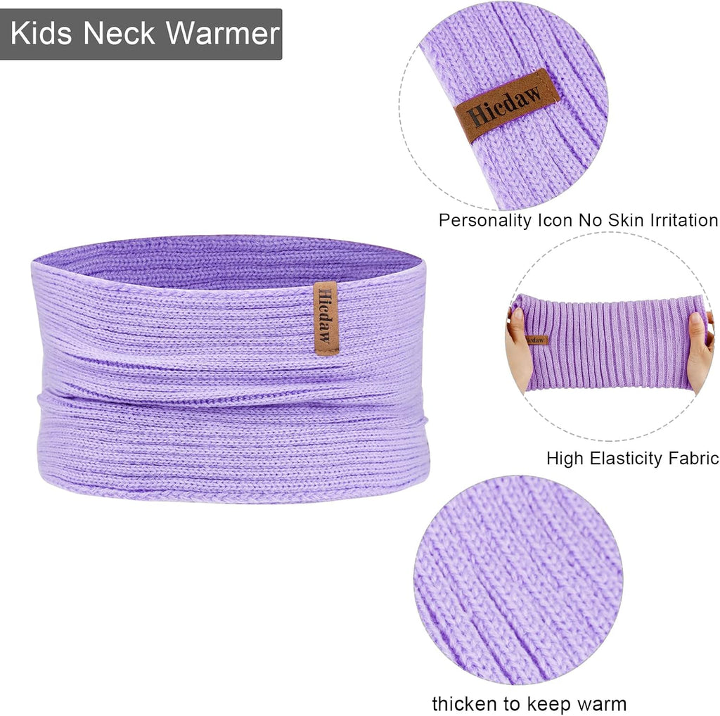 Kids Winter Hats Gloves Scarf Set Touchscreen Glove With Removable Pompom Fleece Lined Toddler Beanie Hat for Boy Girl