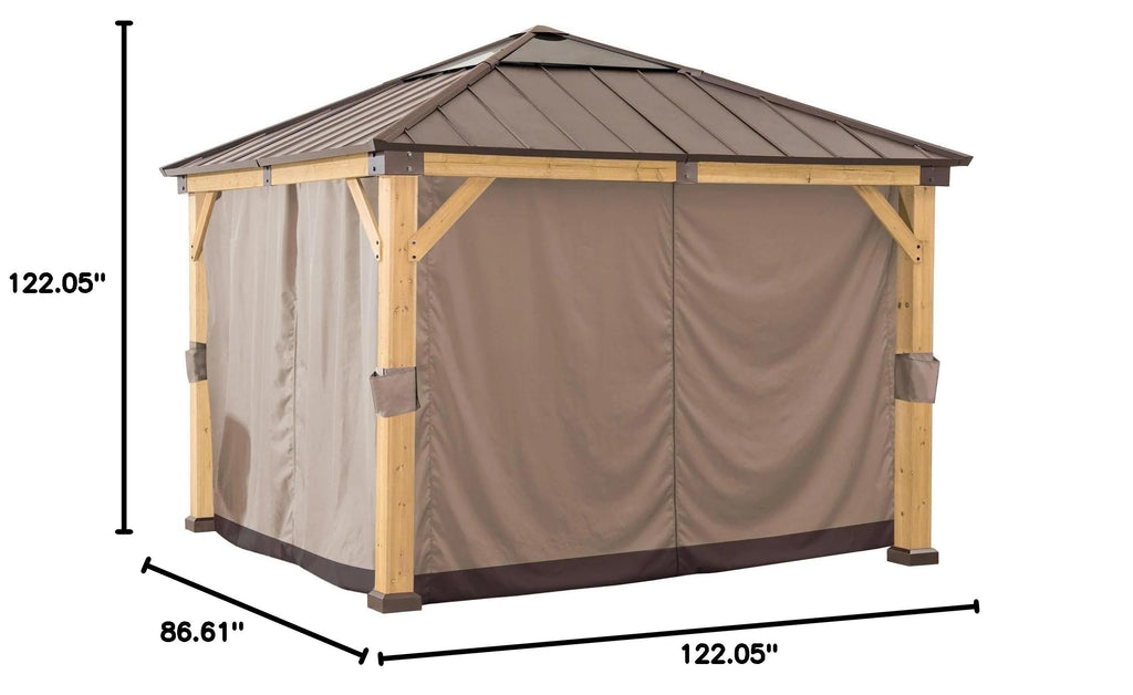 Four-Side Privacy Side Wall Curtain Set for 11 x 11 ft Gazebo, UV-Resistant Water-Resistant Polyester Curtain Panel