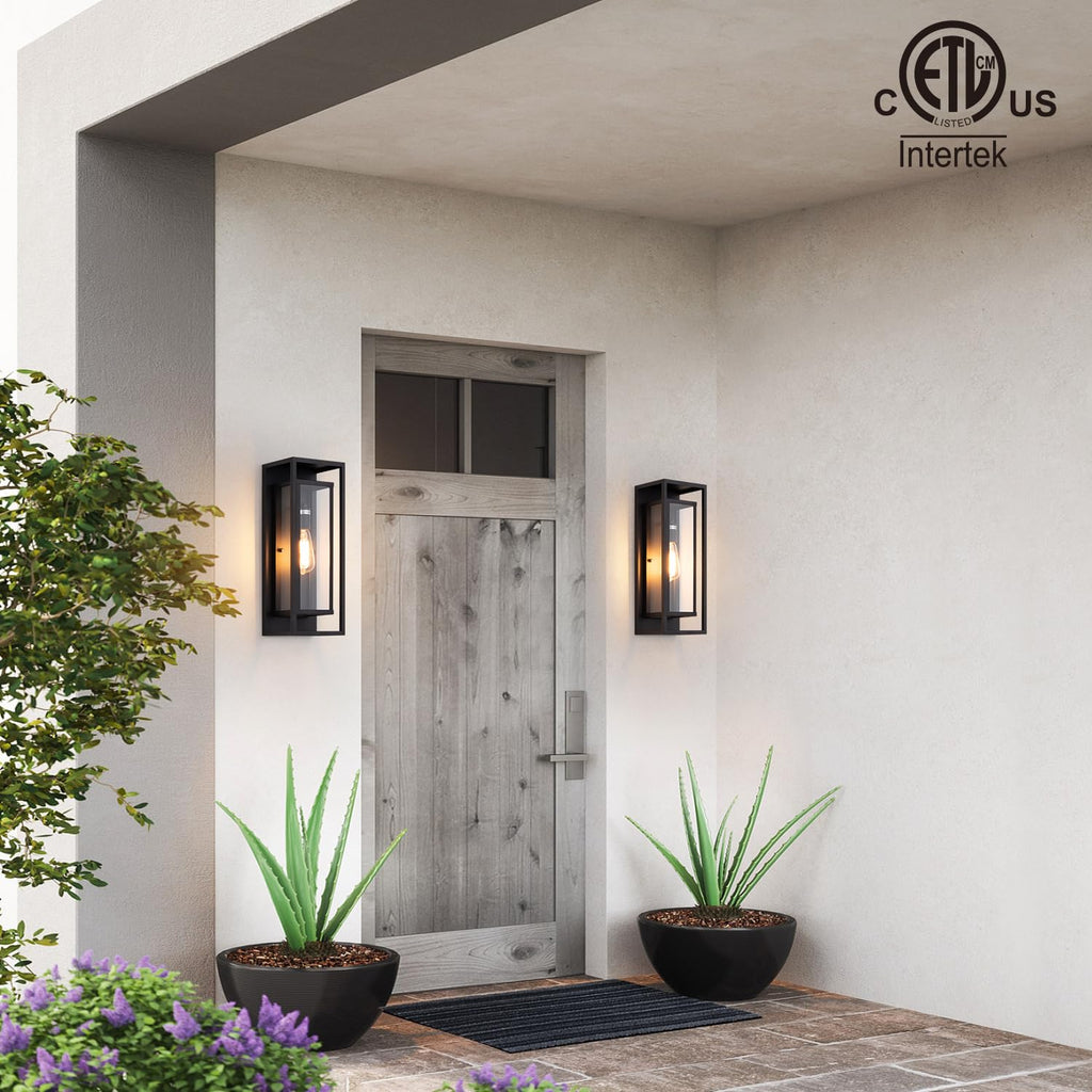 18" Modern Outdoor Porch Wall Light, Matte Black, 1 Pack