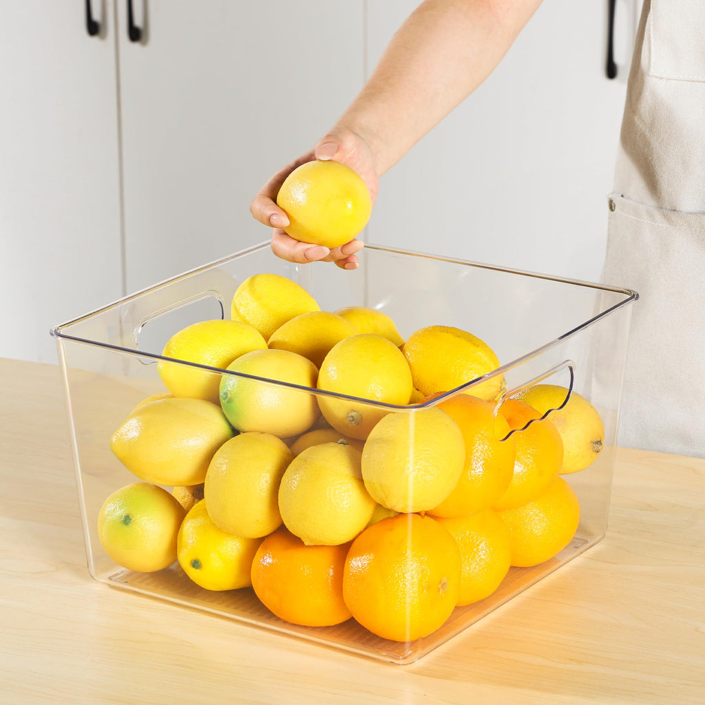 4 Pack Extra Large Clear Storage Bins, 11x11 Cube Organizer