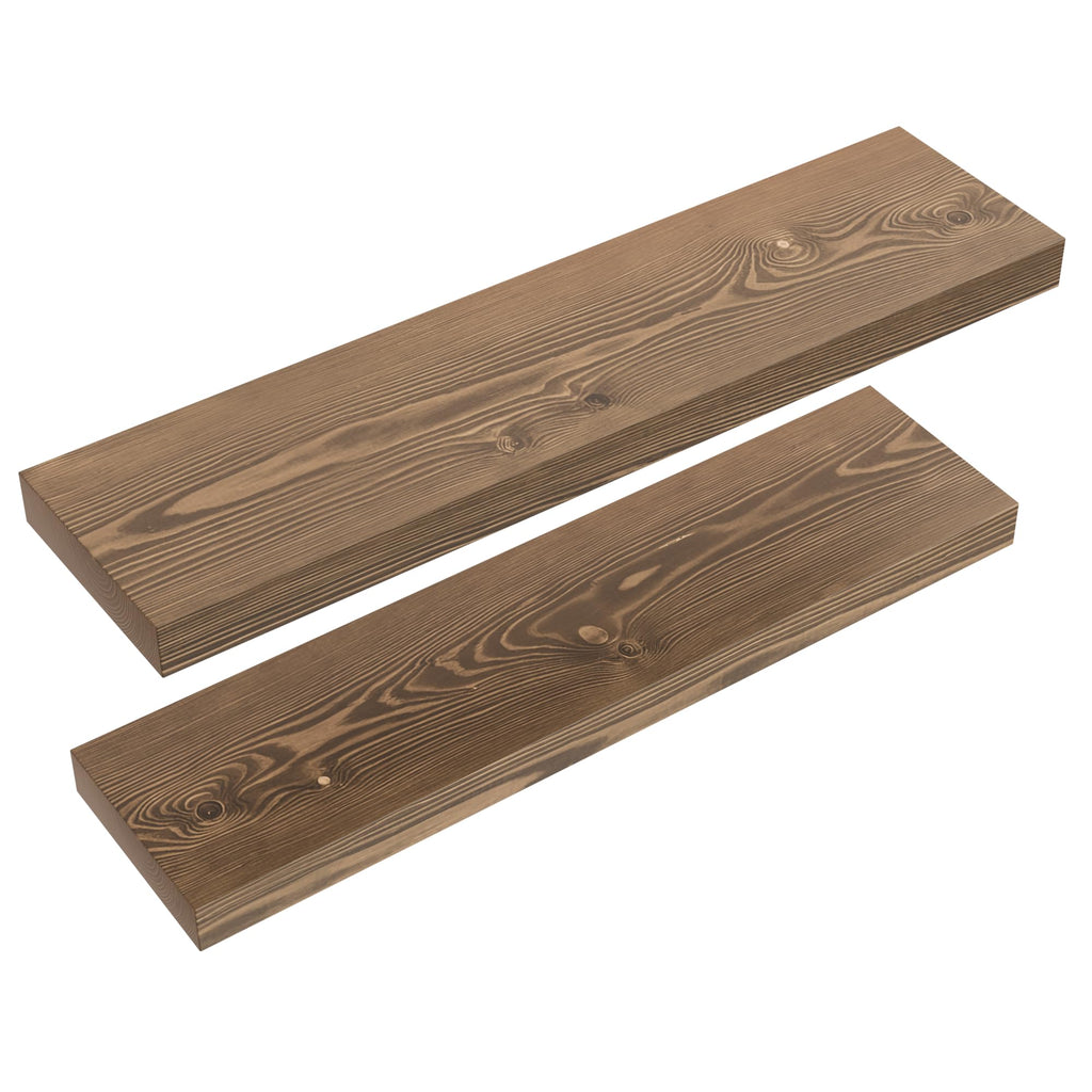 Solid Wood Floating Shelves for Wall 24 Inch Walnut, Wooden Bathroom Shelf