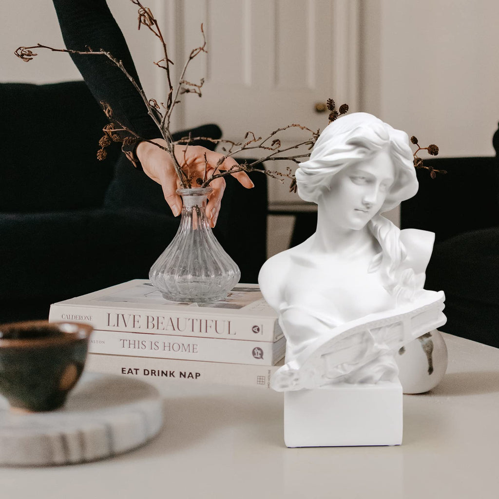 Greek Statue of Musical Goddess, 11.8in Classic Head Bust