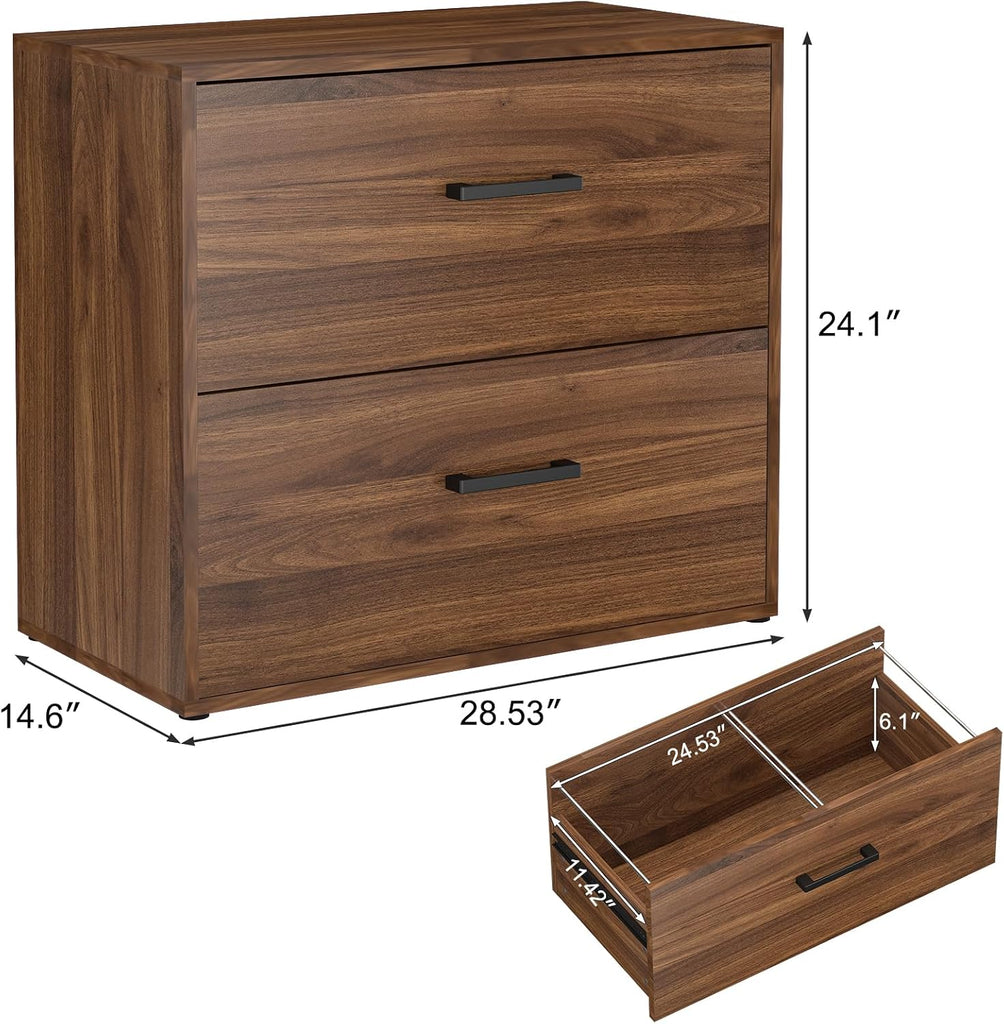 Lateral File Cabinet, 2 Drawer Filing Cabinet, Wood File Cabinets , Wide Filing Storage Cabinet for Letters for