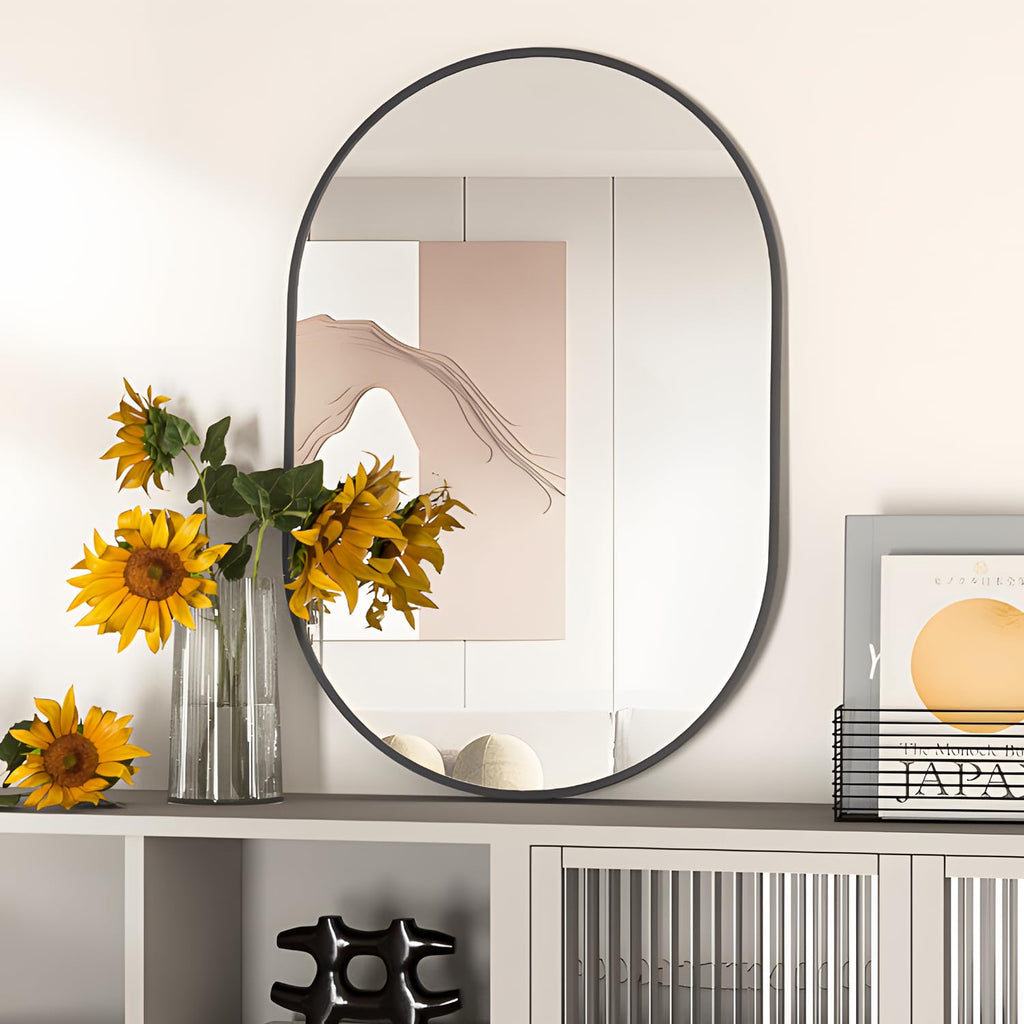 Oval Bathroom Mirror Wall Vanity Oval Mirrors, 20"x30" Black Bathroom Mirrors for Over Sink Pill Mirrors Capsule Wall