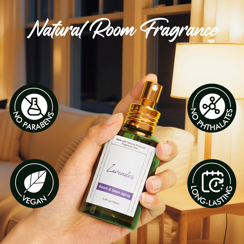 Room Spray Odor Eliminator 3 Pack, Natural Essential Oil Air Freshener Spray Bathroom and Kitchen, Lavender, Citrus - Set of 3