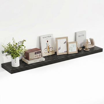 55 Inch Floating Shelves, 55"x9.25"x1.5" Inch Deep Floating Shelves for Wall, Wooden Shelves, Black, 1 Piece