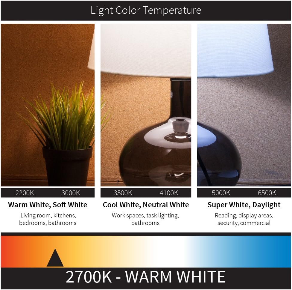 LED Filament S19 Edison Style Light Bulb 8 (60W Equivalent) Clear, Dimmable Lightbulb, 27K - Warm White