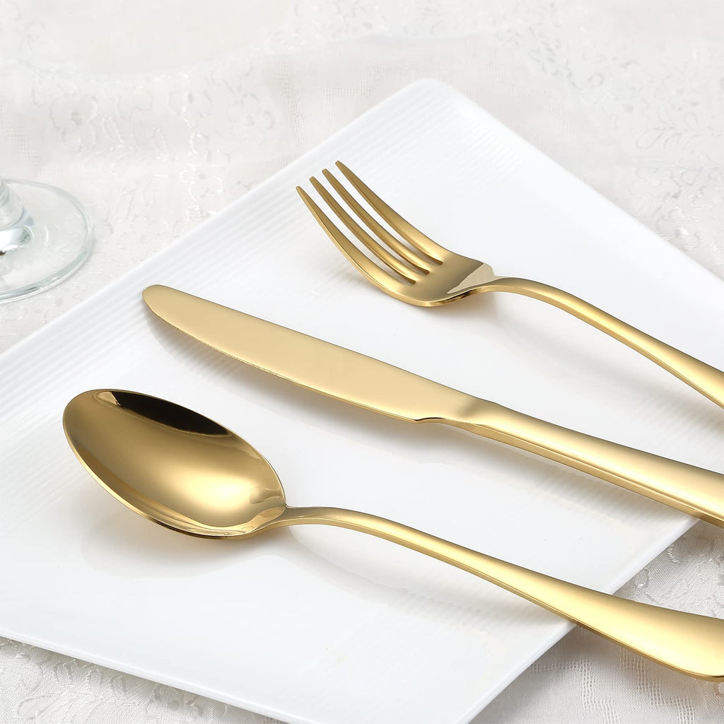 Gold Silverware Set, 20-Piece Flatware Set Service for 4
