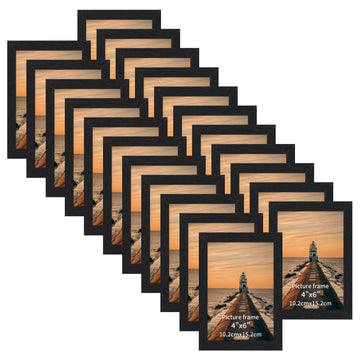 4x6 Picture Frame Set of 22 for Wall and Tabletop, Black