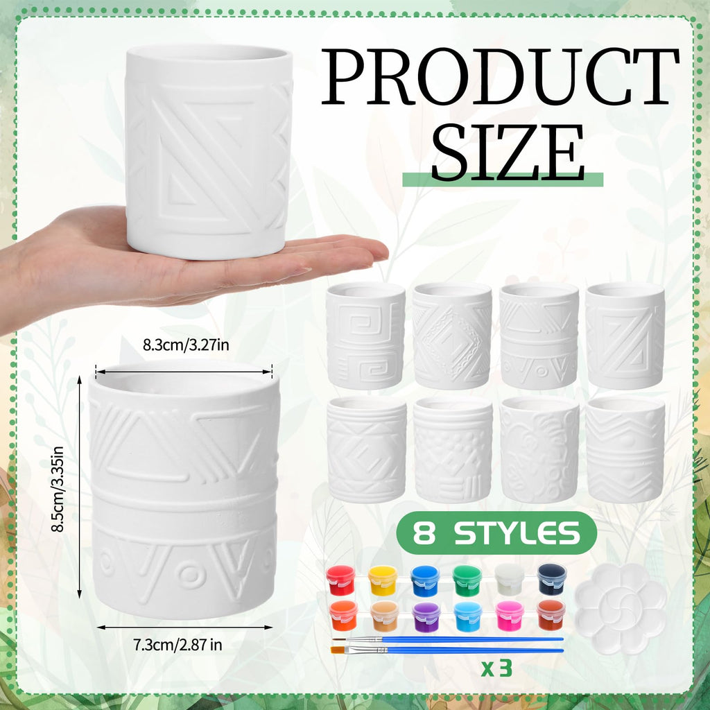 16 Pcs Painting Flower Pots Kit with Drainage Hole, Boho