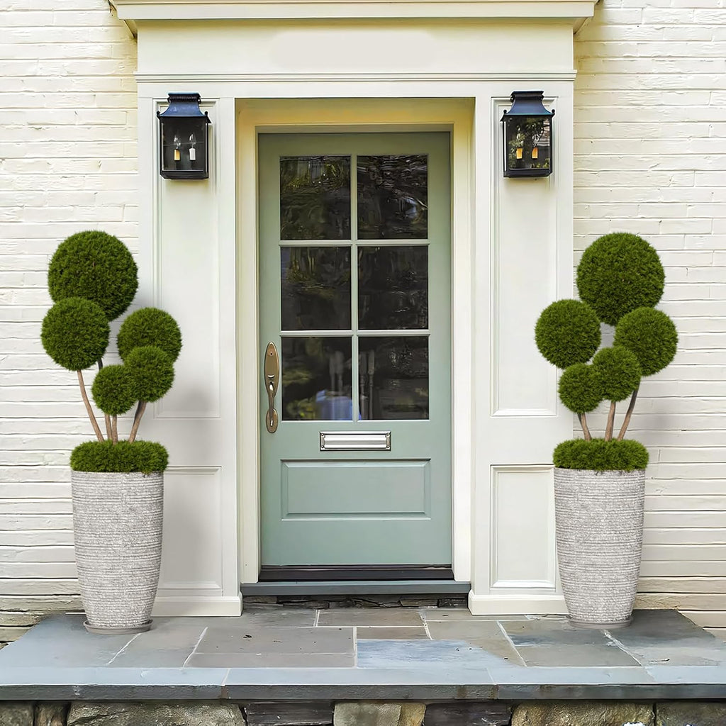 Set of 2 Oversized 9 Gallon Round Planters for Front Door & Patio - 12x21 Inch Tall Outdoor/Indoor Plant Pots with