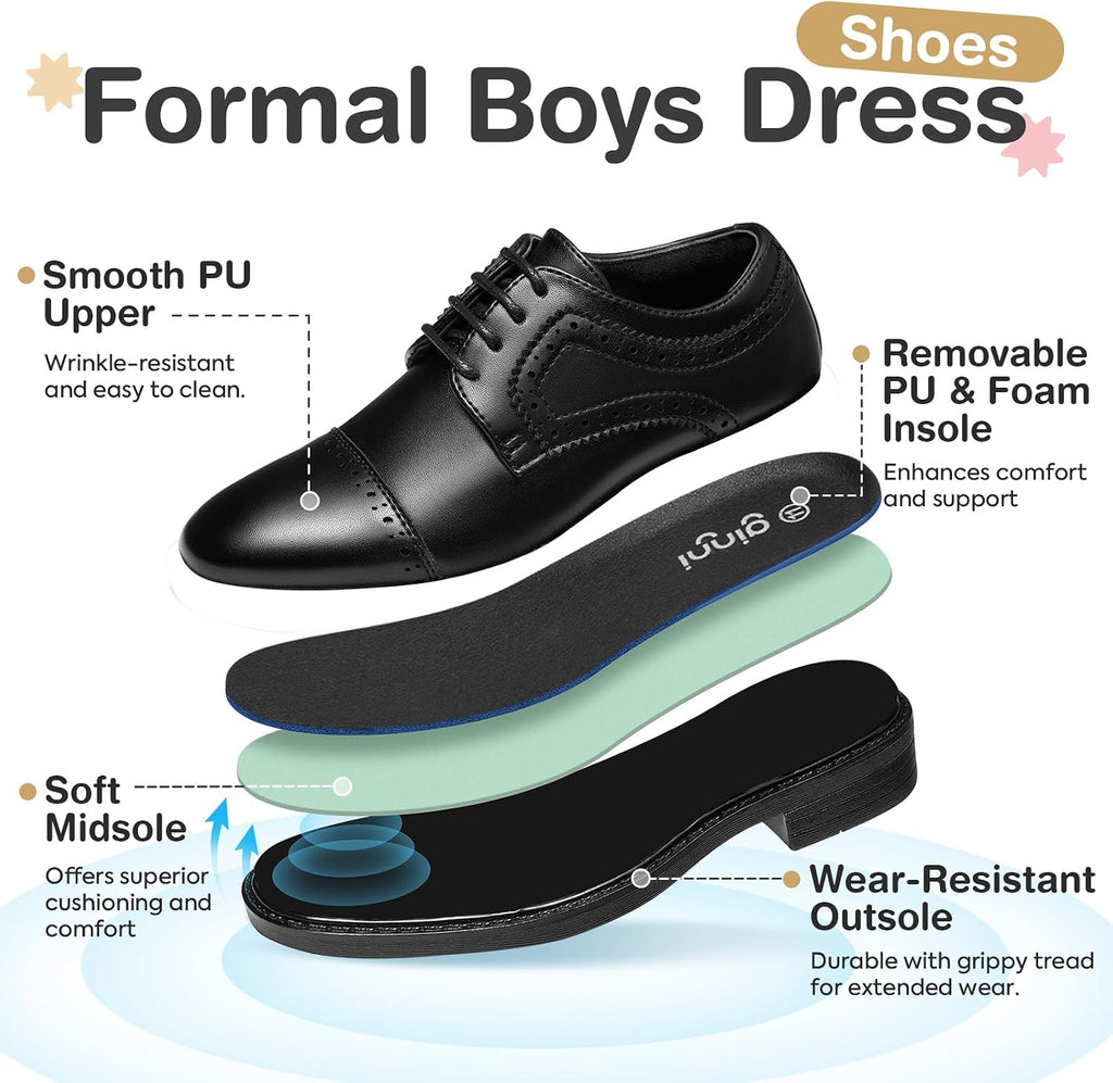 Boys Dress Shoes Classic Oxfords Kids Wedding Church Formal Shoes