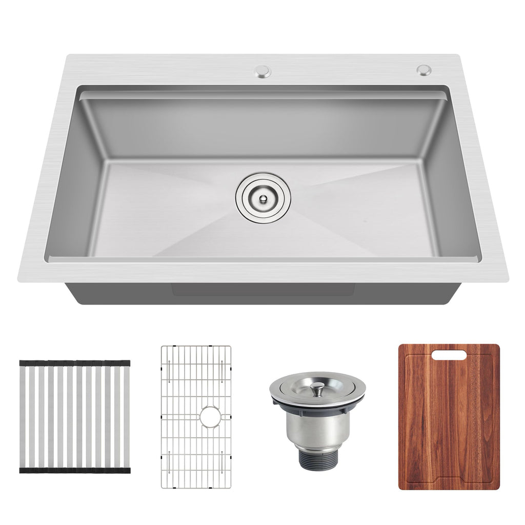 33x22 Drop In Single Bowl Workstation 33 Inch Handmade Kitchen Sink