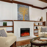 BOSSIN 23 inch Electric Fireplace Insert with Stove Heater for TV Stand,LED Realistic Flame,Recessed Mounted Fireplace