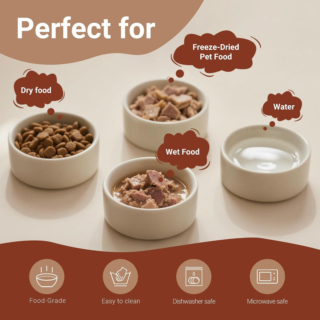 Elevated Dog Bowl & Cat Dish 27oz - Raised Ceramic Pet Food and Water Bowls with Bamboo Stand, Feeding Station