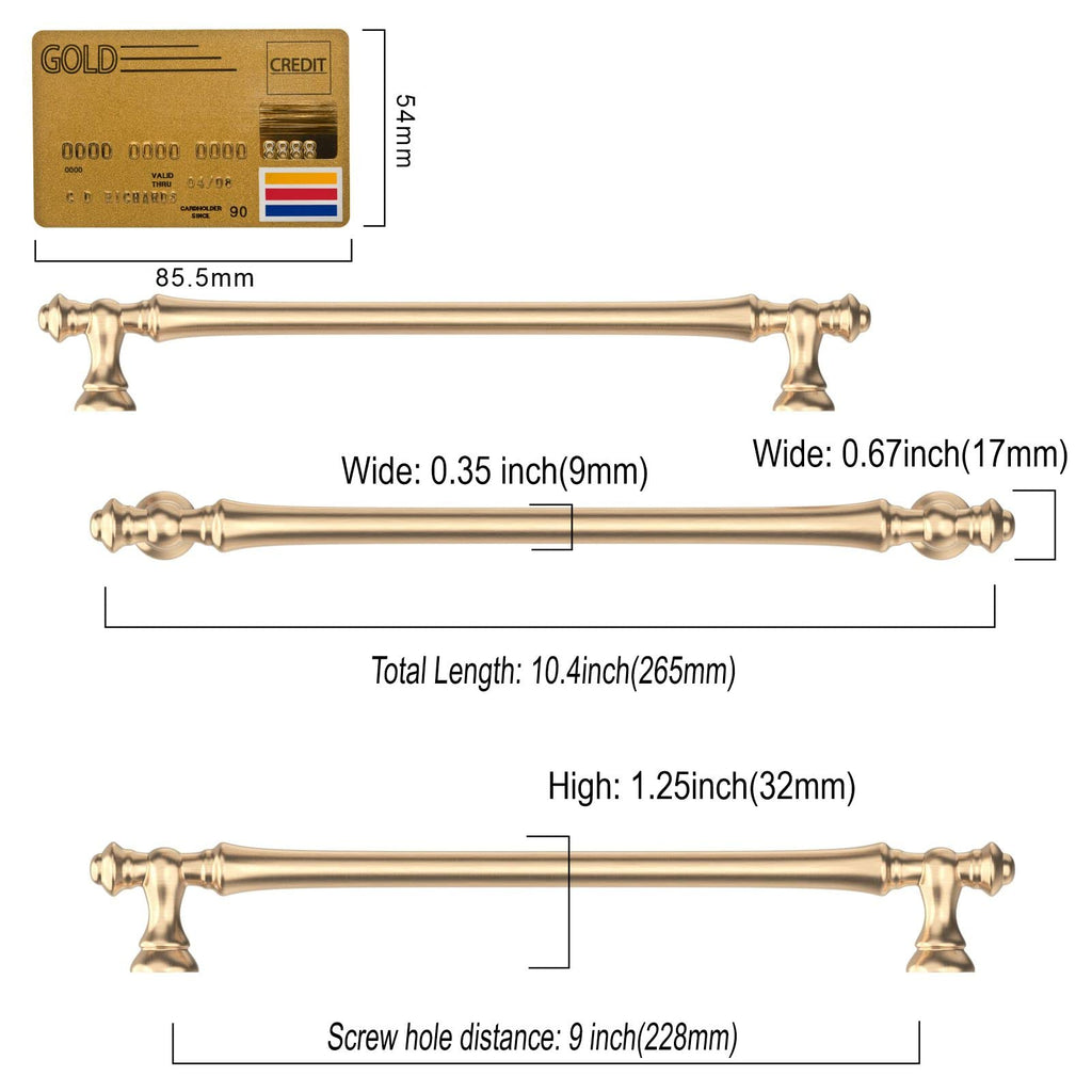 6 Pack Brushed Brass Cabinet Pulls 9"