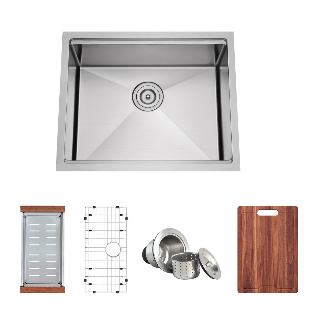 23 Inch Workstation Undermount Handmade Single Bowl Kitchen Sink