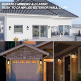 LED Dusk to Dawn Outdoor Wall Lantern with Sensor - Exterior Porch Lighting Fixtures