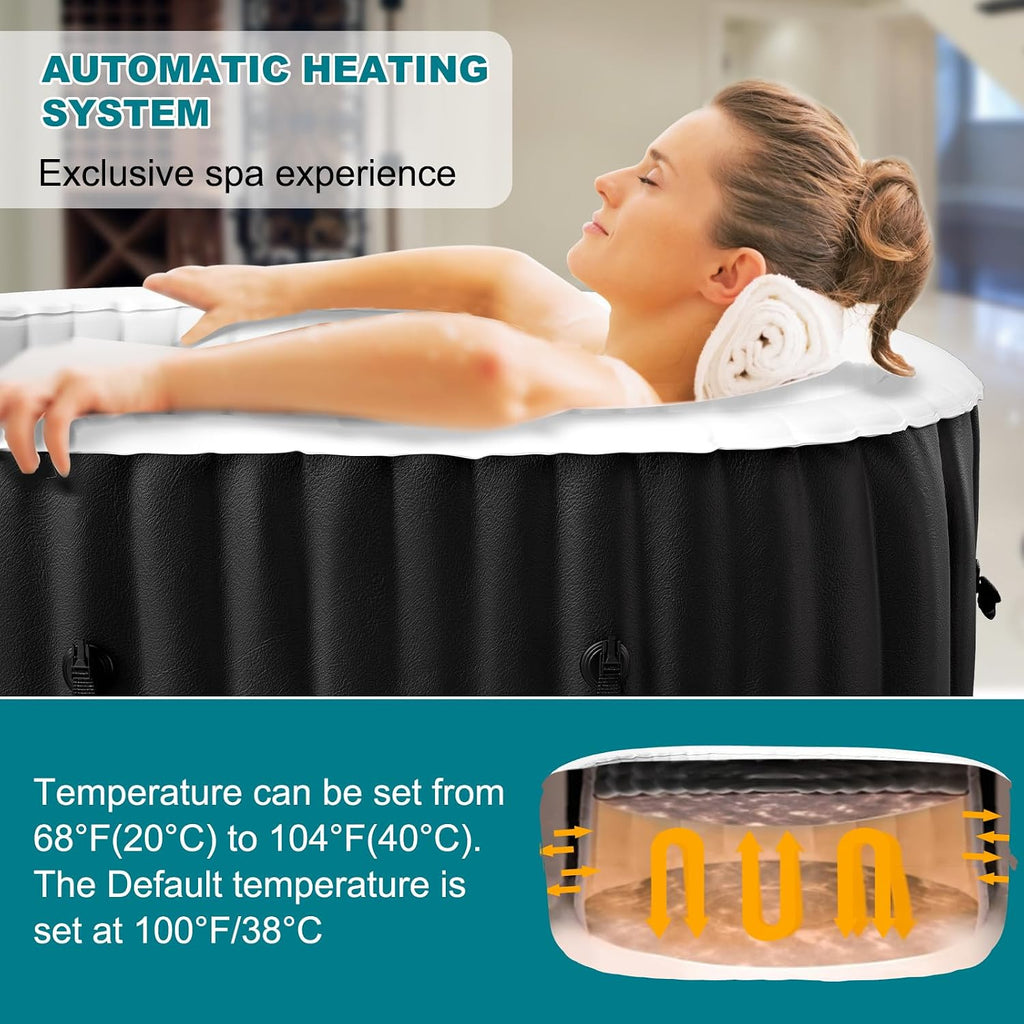 75" X 47" X 25" Inflatable Hot Tub, 1-2 Person Oval PVC Spa | Blow Up Hot Tub Portable Outdoor Spa with 100 Bubble