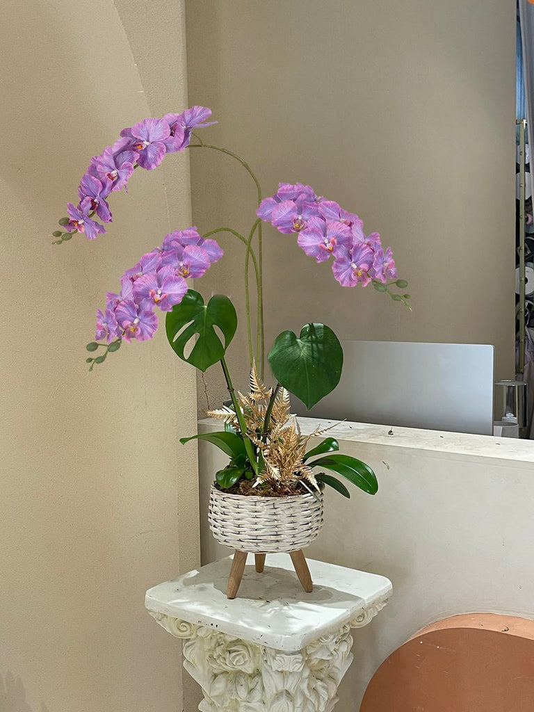 38" Artificial Phalaenopsis Flowers 6PCS Purple Orchids Artificial Orchid Flowers Stem for Wedding Party Office Home