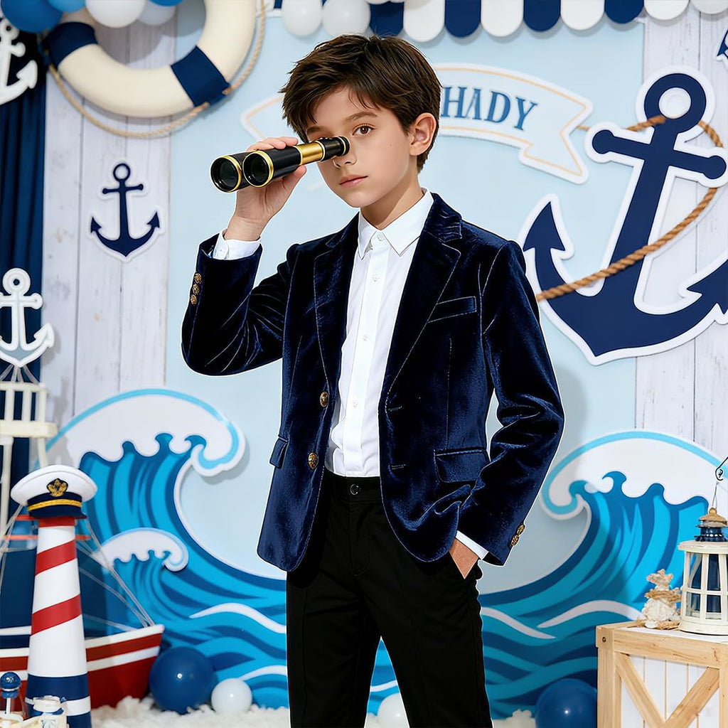 Boys Velvet Blazer Kid Toddler Tuxedo Suit Jacket