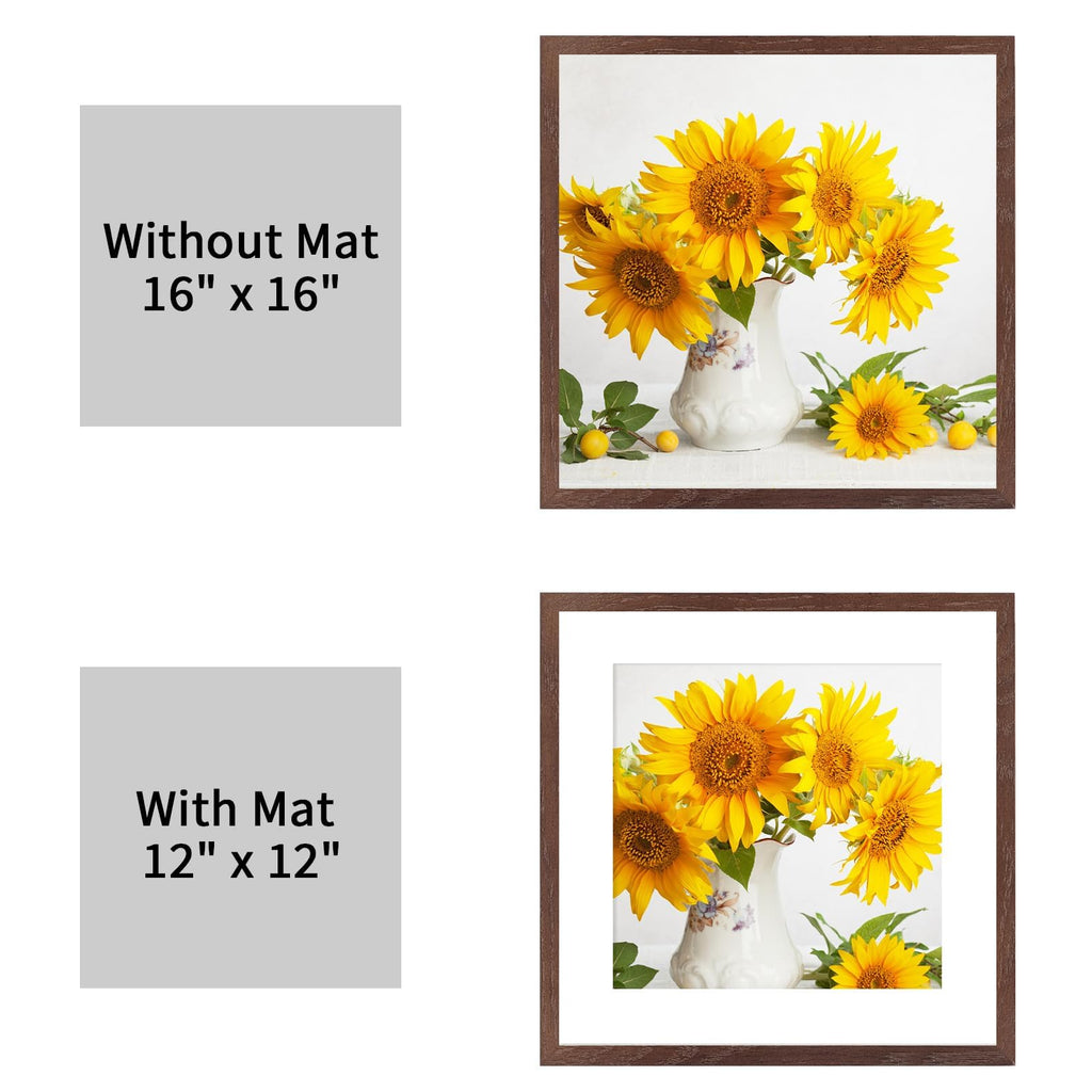 16x16 Solid Oak Wood Picture Frame, Walnut, 1 Pack