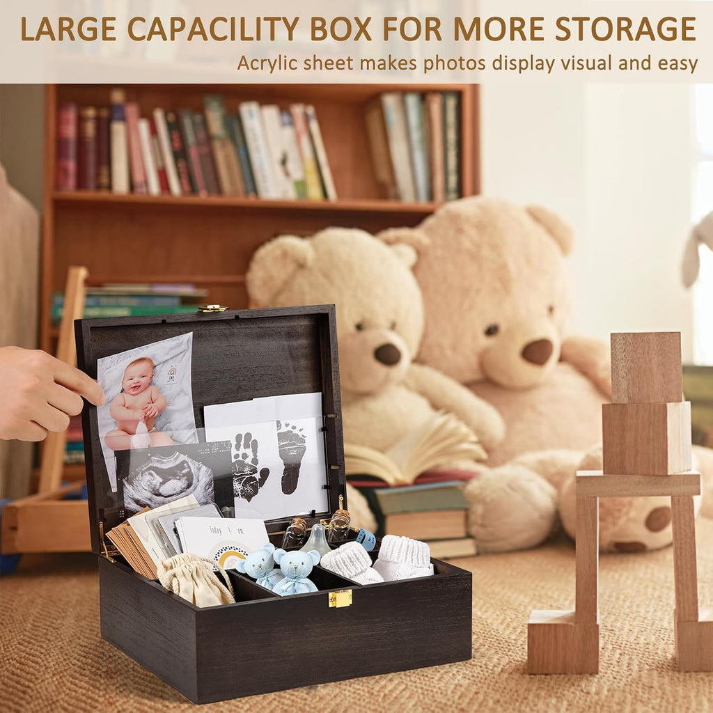 Baby Keepsake Box Wooden with 6 Additional Items