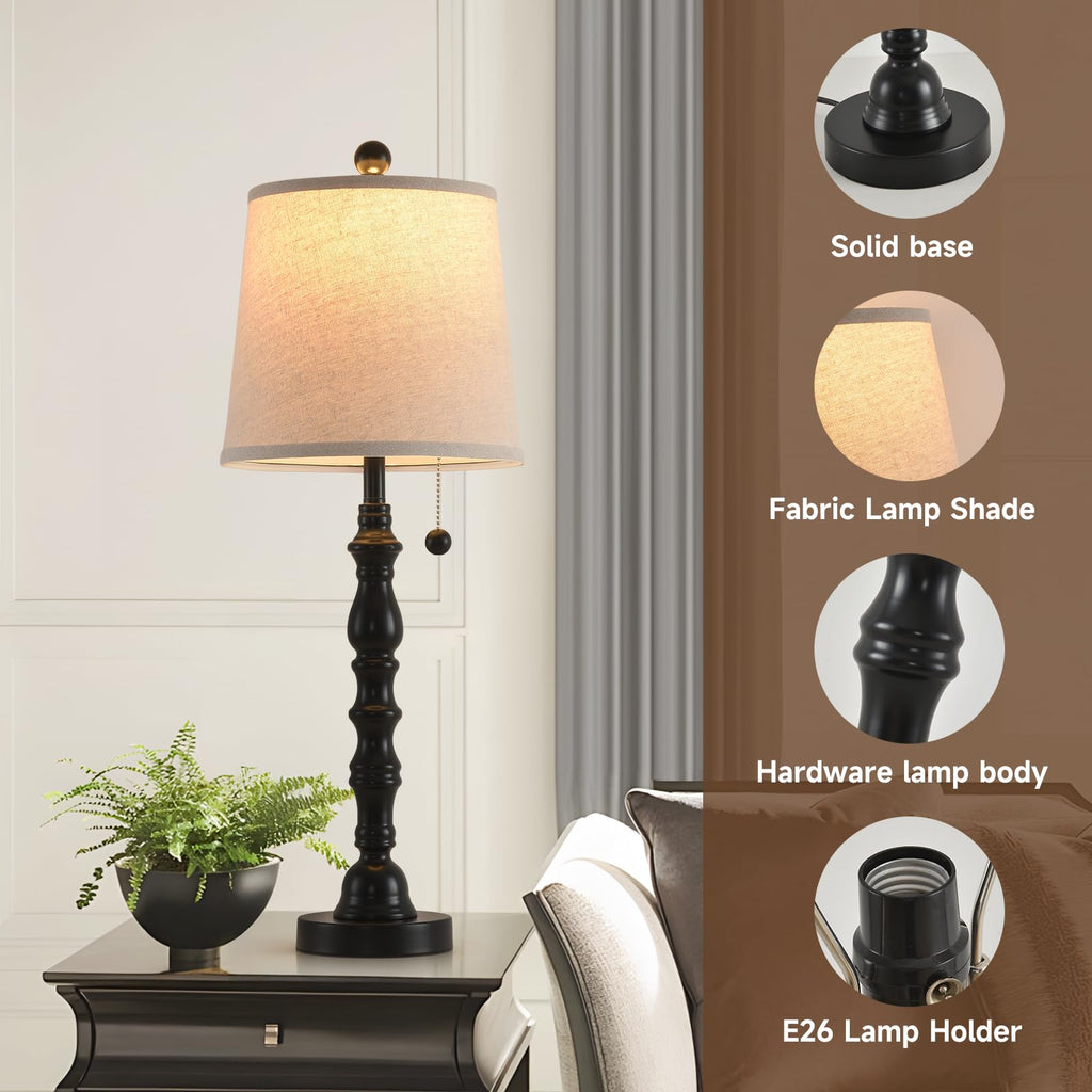 Lamps Set of 2 Modern Farmhouse Table Lamp Bedside Reading Lamps Living Room End Tables Set Lamps for Night Stands