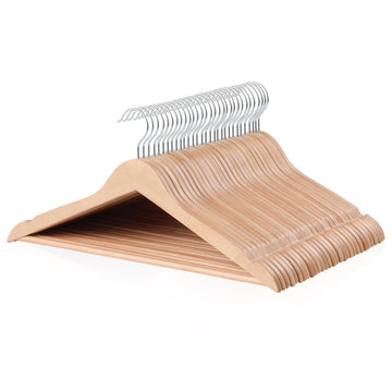 Basics Wood Suit Clothes Hangers for Closet Organizer, Natural, 30-Pack