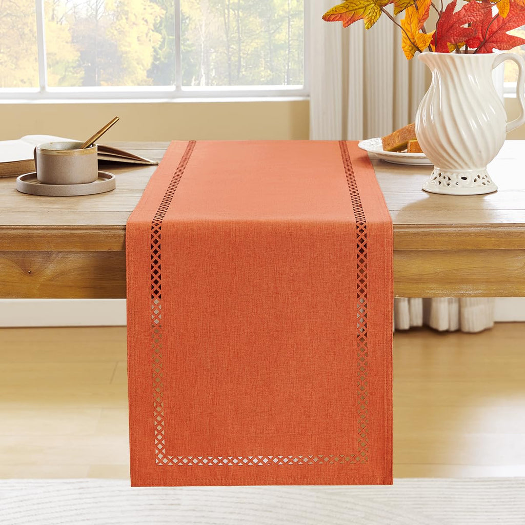 Orange Burlap Table Runner, Fall Table Runners 108 inches Long