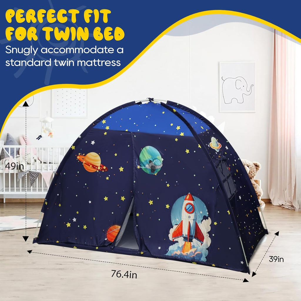 Twin Bed Tent Canopy, Space Indoor Toddler Bed Tent for Kids