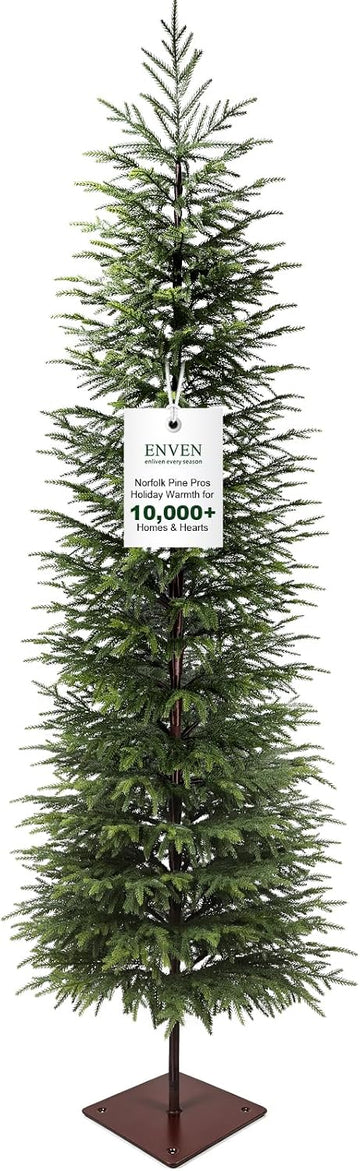 7FT Unlit Artificial Norfolk Pine Tree, Real-Touch PE Material, Family & Pet Friendly, Faux Slim Christmas Tree