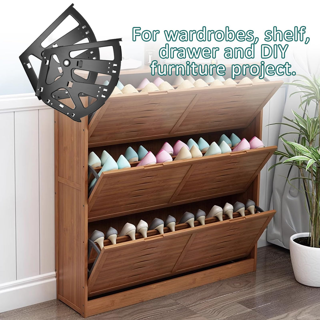 1 Pair Black Shoe Cabinet Hinges 3 Layers