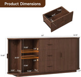 63" Fluted Sideboard Buffet Cabinet with 3 Drawers & 2 Doors, Mid-Century Modern Buffet Sideboard Cabinet with Storage