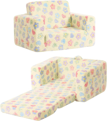 In-1 Kids Sofa, Convertible Children Couch to Lounger, Flip Out Kids Chair, Toddler Armrest Chair Bed, Folding Kid