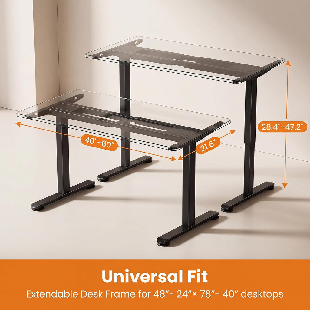 Dual Motor Height Adjustable Electric Standing Desk Frame | Fits 48"-80" Desktop, 264 LBS Load, 3 Memory Presets