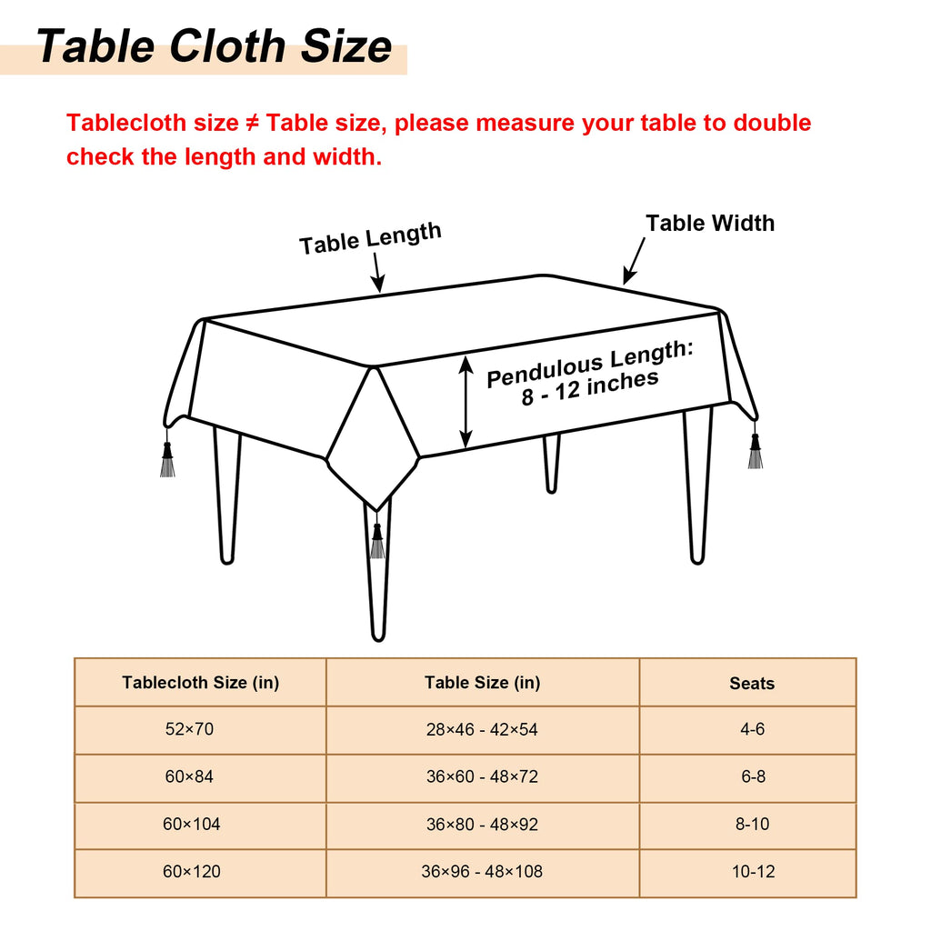 Jacquard Rectangle Tablecloth 60 x 120 Inches, Light Apricot