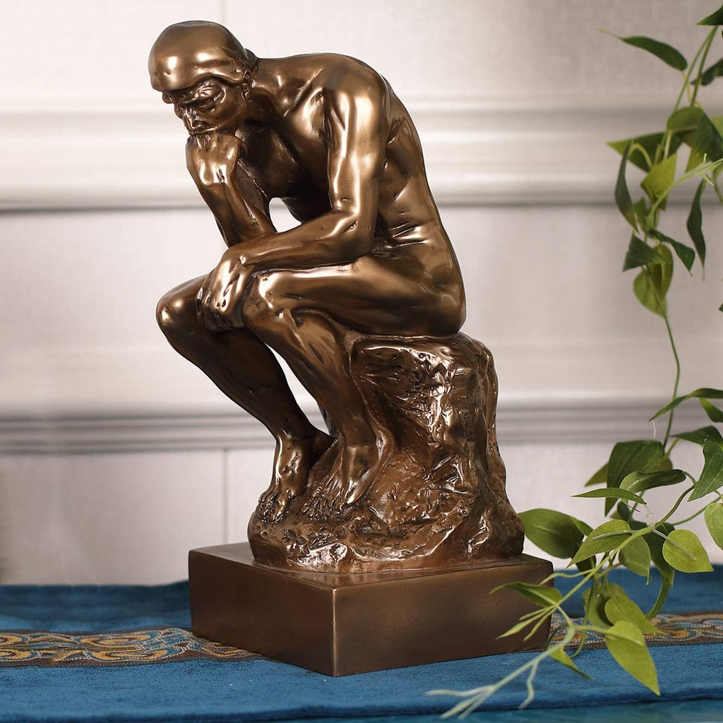 The Thinker Statue in Premium Cold Cast Bronze- 12-Inch Museum Grade Collectible Figurine-(Large-Decoration)